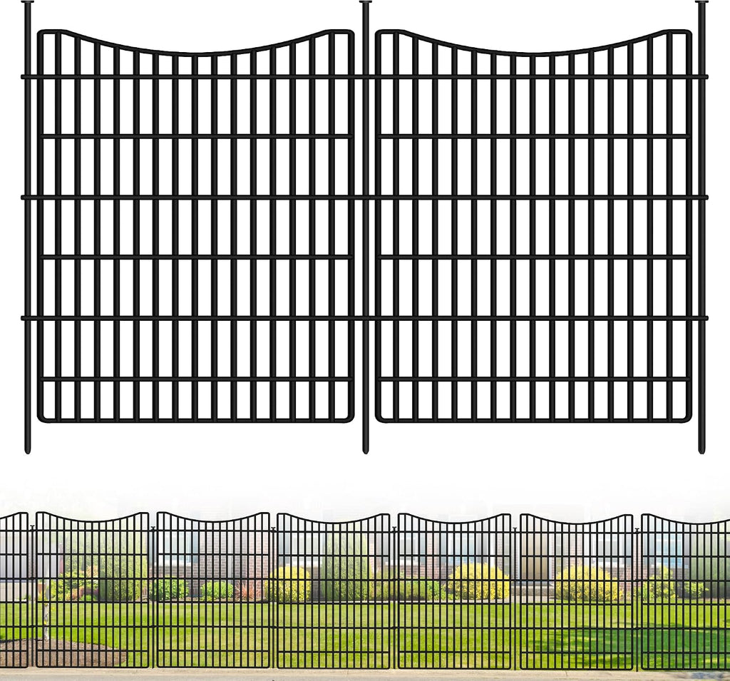 15 Panels Garden Fence Animal Barrier, 33 in(H) X 36 ft(L) Dog Fence Outdoor for Yard, Tall Metal Fencing with Ground Stakes, Temporary Fencing for Dog, Rabbits, and Patio Border