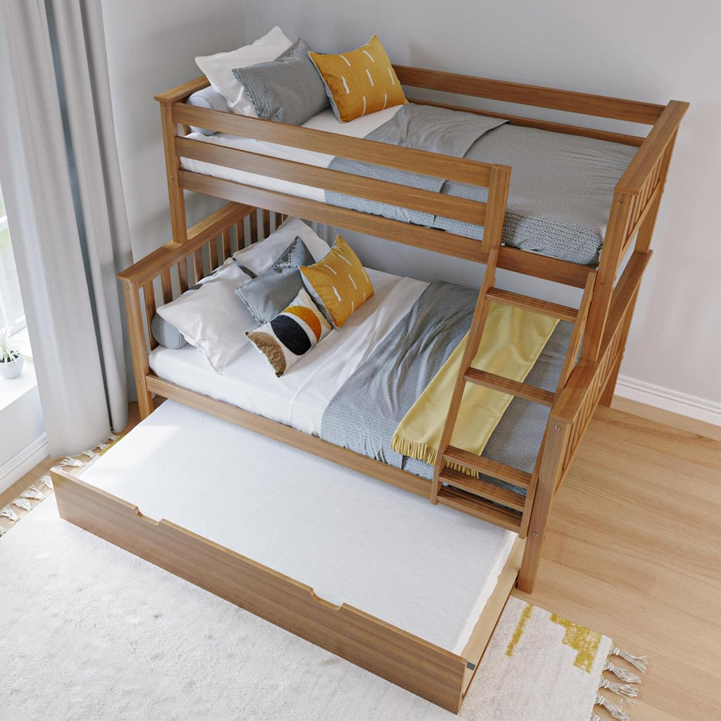 Max & Lily Classic Twin Over Full Bunk Bed, with Trundle, Pecan
