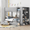 Merax Twin Over Twin Bunk Bed with 2 Drawers and Multi-Layer Cabinet, Gray