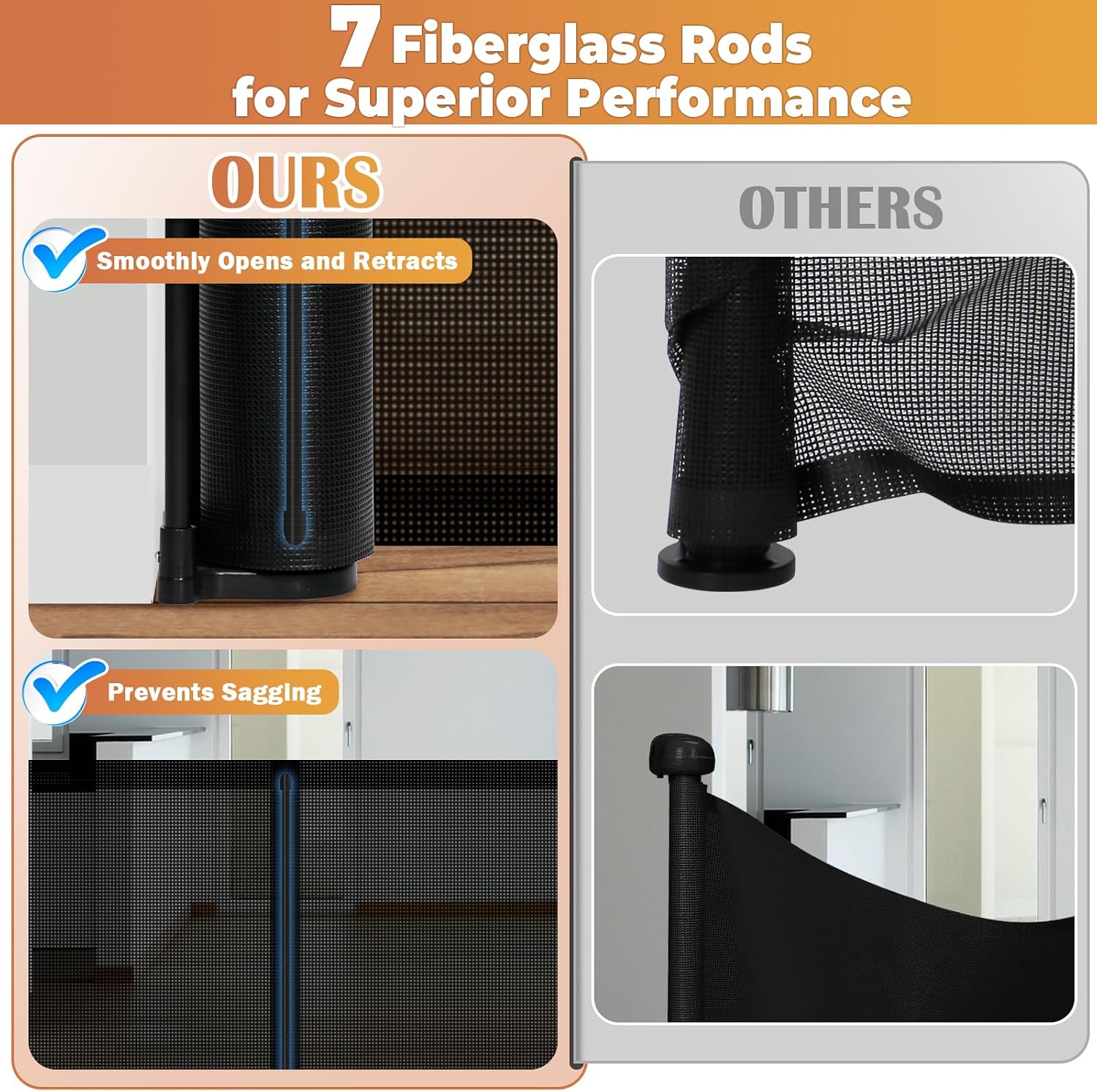 160' Retractable Baby Gates Dog Gate Extra Wide, 42' Tall Child Pet Safety Gate with Reinforced Strips for Stairs, Long Mesh Garage Gates Fence for Outdoor Indoor Large Openings Driveway Decks Patio