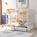 Full Over Full Wood Bunk Bed with Two Storage Drawers, Solid Wood Convertible Storage Bunk Bed Can Be Convertible to 2 Beds, Frame with Ladder, Safety Rail for Teens Adults (Gray)
