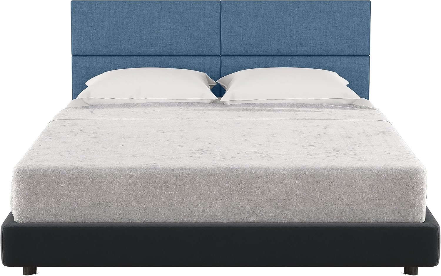 Jaxx Panelist Modern Padded Headboard – Set of 4 Wall Mounted Panels (Each 11.25' x 30') - Queen, Petrol Blue Microvelvet