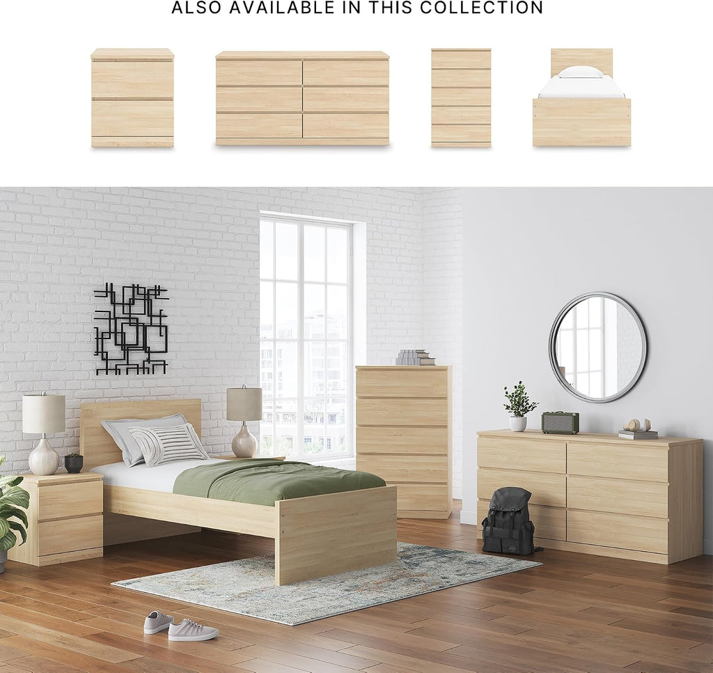 Signature Design by Ashley Onita Minimalist Panel Platform Bed, Foundation or Box Spring Not Needed, Twin, Beige