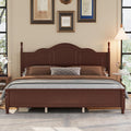 JIVOIT Wood King Bed Frame with Headboard and Footboard, Retro Style Platform Bed with Wooden Slat Support, Solid Wood Foundation, King Size Wooden Bed Frame (Dark Walnut,King Bed, 1)