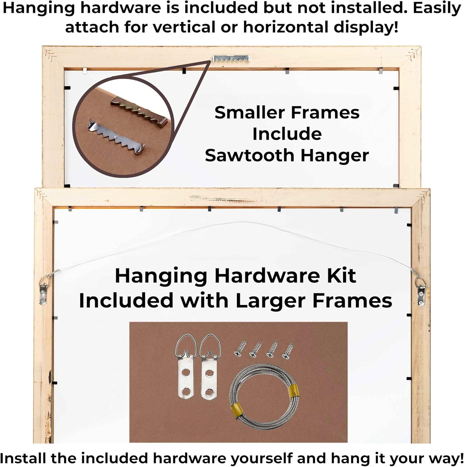 25x25 Frame Barnwood White Solid Wood Picture Frame Width 1.5 Inches | Interior Depth 0.5 Inches | Whitewashed Distressed Frame with UV Acrylic, Foam Board Backing & Hanging Hardware