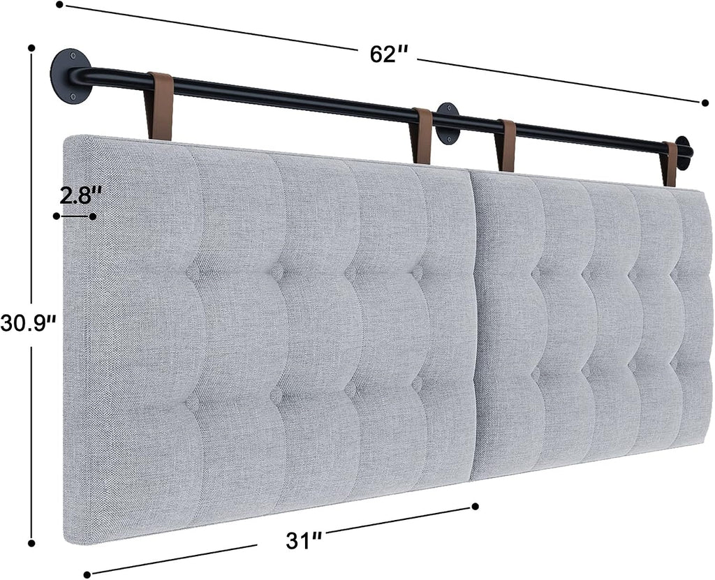 Headboards for Queen Size Bed,Head Board Wall Mounted Headboard with Fine Linen Upholstery and Button Tufting, Adjustable Heigh Headboard for Bedroom(Queen,Grey)