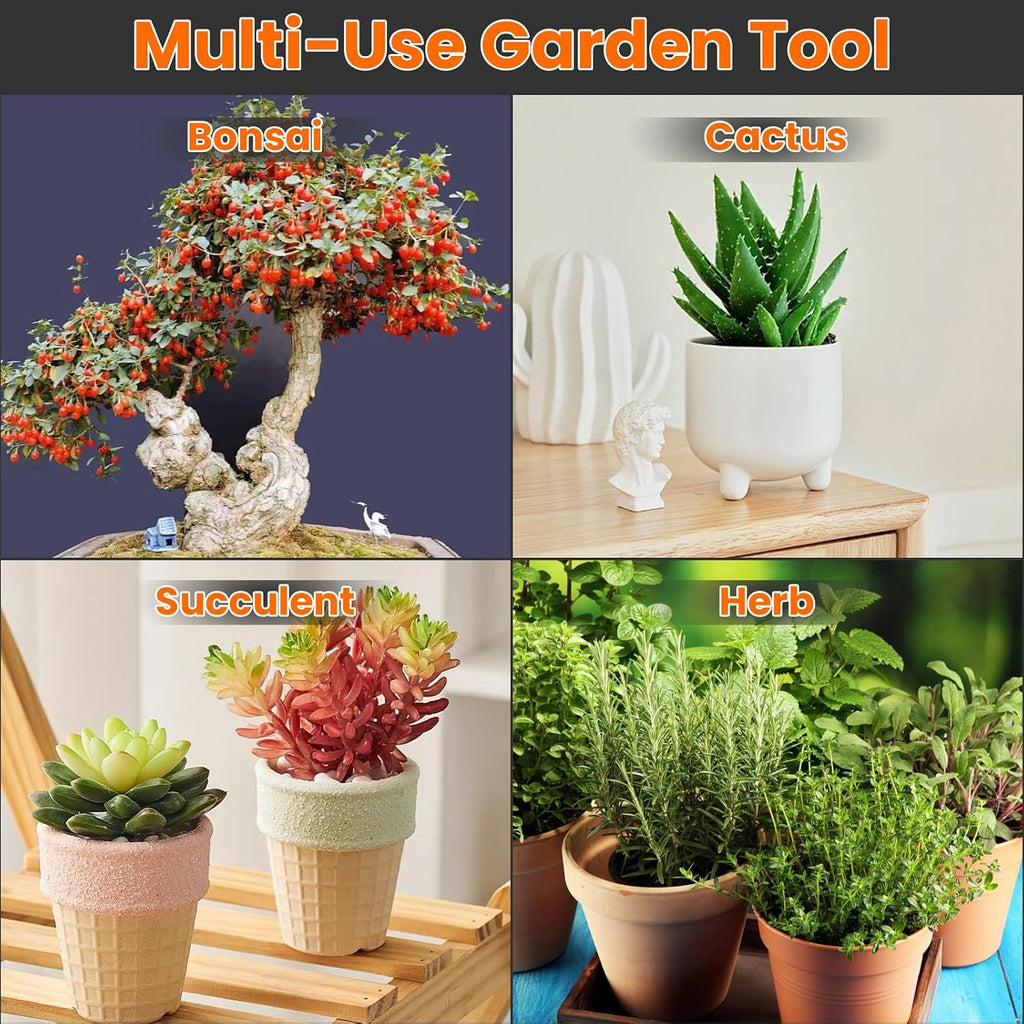 Bonsai Tools Set, 6 Pcs Gardening Succulent Tree Indoor Beginner Tool Kit, Stainless Steel Trimming Cutting Tool with Storage Bag, for Bonsai, Fruit Tree, Loosen The Soil, Cutting Leaves, etc