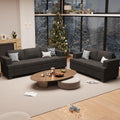 Fiona's magic 2 Pieces Corduroy Sofa Set for Living Room, Black Cloud Couch, Deep Seat Floor Couch for Bedroom, Futon Modern Sofa Sectional Bed, Black Corduroy