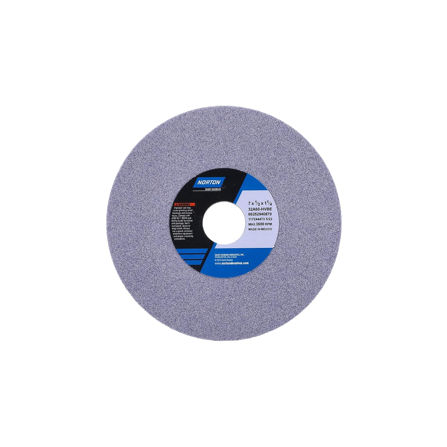 Grinding Wheel, T1, 7x1/2x1-1/4, Aluminum Oxide, 60G, PK5