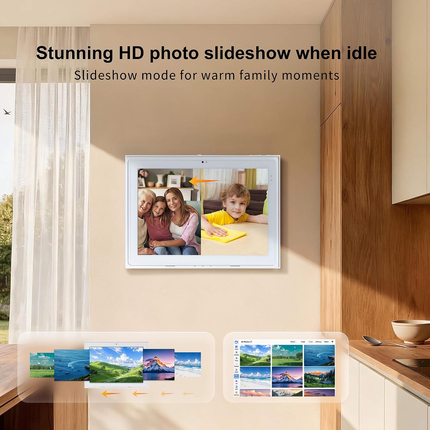 12.3-inch Digital Calendar Touchscreen for Family Kitchen Hub with Video | Calling No Subscription Fees, Real-Time Calendar Sync, Chore Charts, Meal Planner, Privacy Shutter, Wall and Desk Mountable