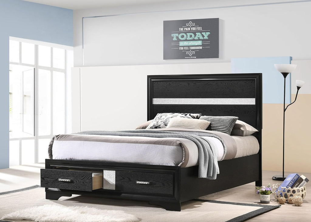 Coaster Home Furnishings Miranda Contemporary Wood Full Size Storage Panel Bed Frame 50-inch Headboard Black 206361F