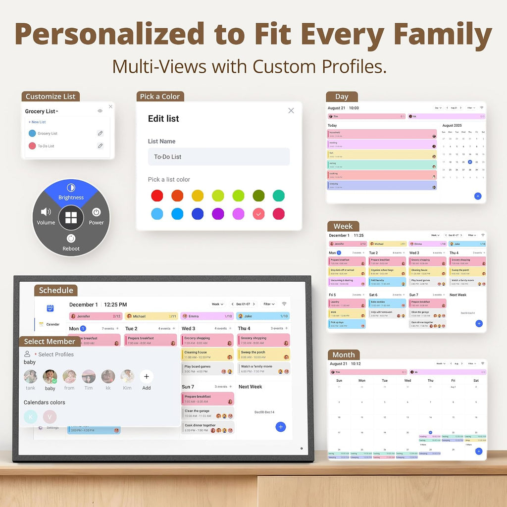 Dragon Touch 14 inch Digital Calendar & Chore Chart - Interactive Touchscreen Smart Family Planner,Digital Picture Frame for Mom, Women, Christmas & Weddings