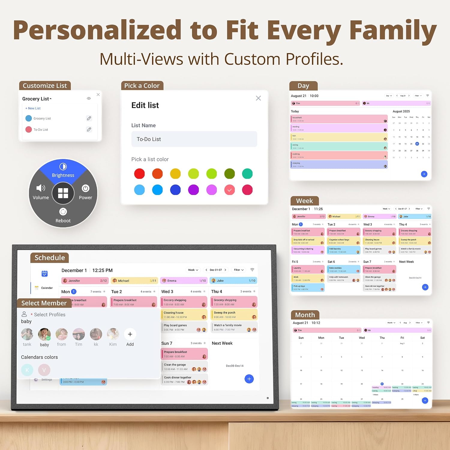 Dragon Touch 14 inch Digital Calendar & Chore Chart - Interactive Touchscreen Smart Family Planner,Digital Picture Frame for Mom, Women, Christmas & Weddings