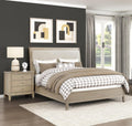 3 Pieces Bedroom Furniture Set Full Size Bed and Nightstands Tufted Headboard Beige Finish Durable