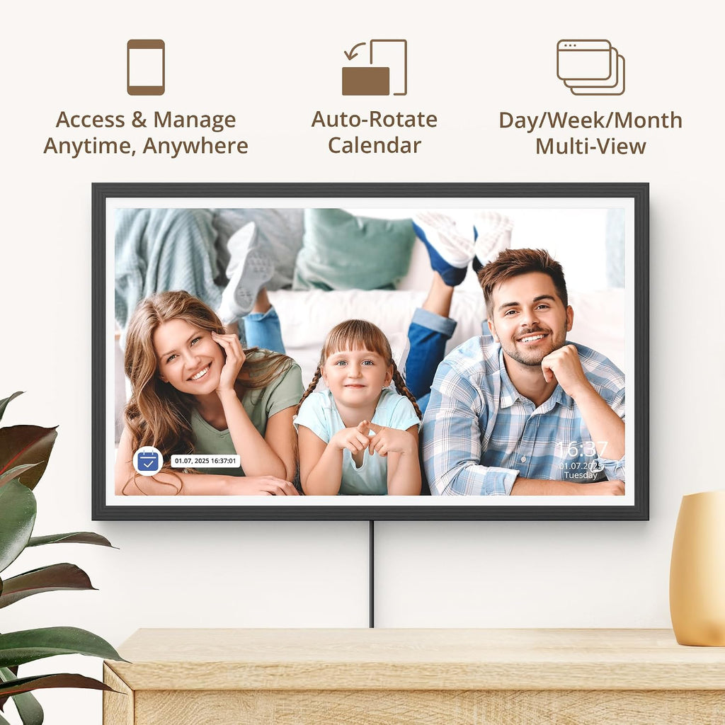Dragon Touch 32' Digital Calendar Chore Chart – 1080P Full HD Interactive Touchscreen, Smart Family Planner, Hearth Display Digital Calendar Wall & Desk Mountable for Seamless Scheduling Black