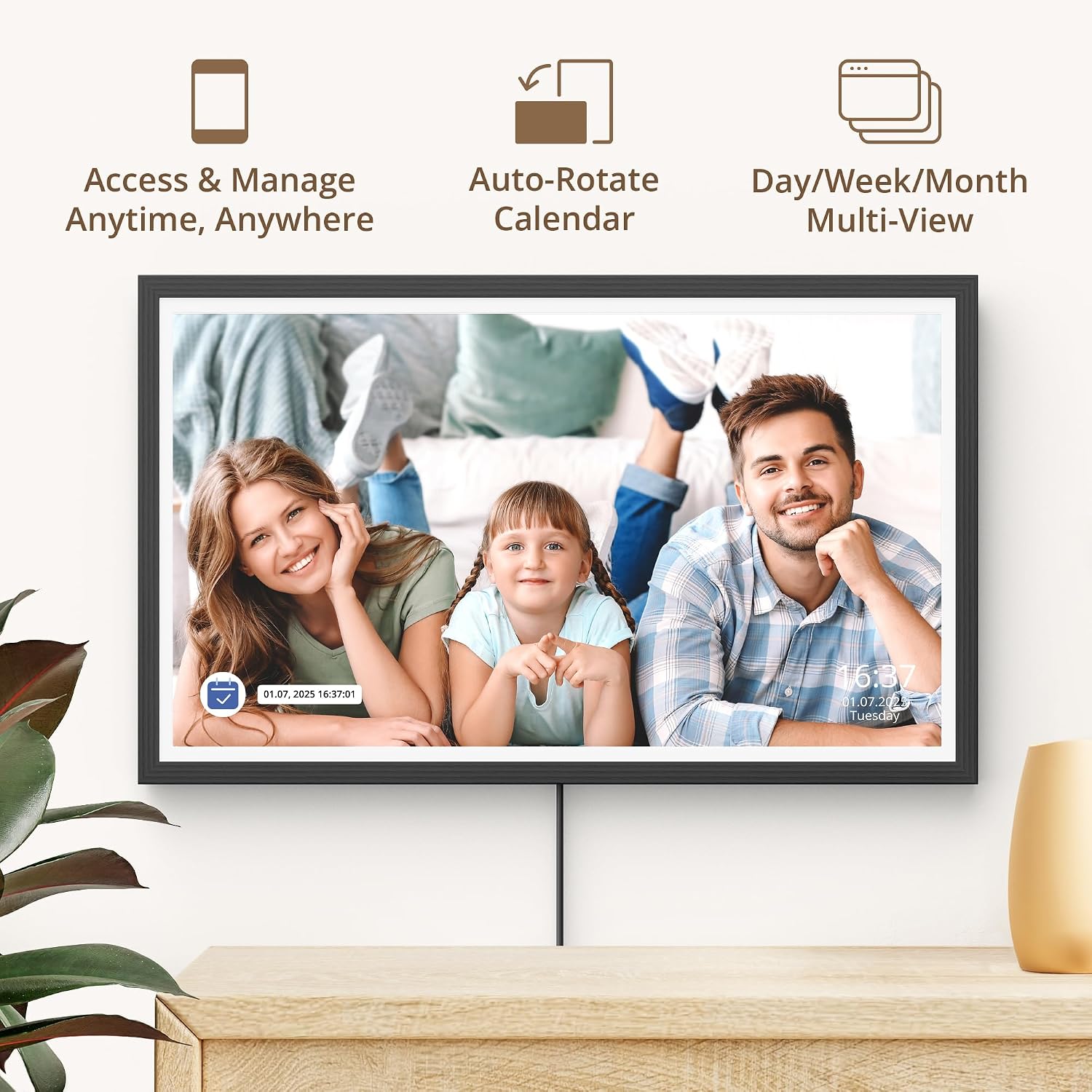 Dragon Touch 32' Digital Calendar Chore Chart – 1080P Full HD Interactive Touchscreen, Smart Family Planner, Hearth Display Digital Calendar Wall & Desk Mountable for Seamless Scheduling Black