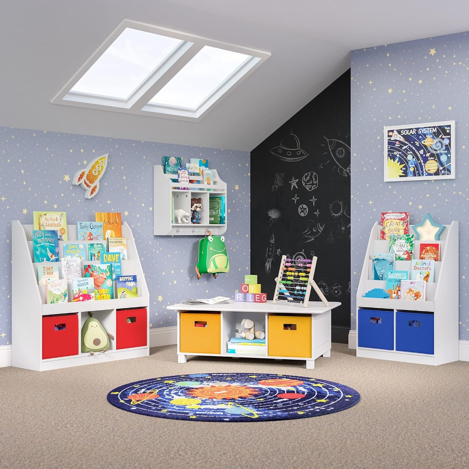 RiverRidge Kids 4 shelves Three Cubbies Bookrack, White (02-251), 11.81'D x 35'W x 36'H