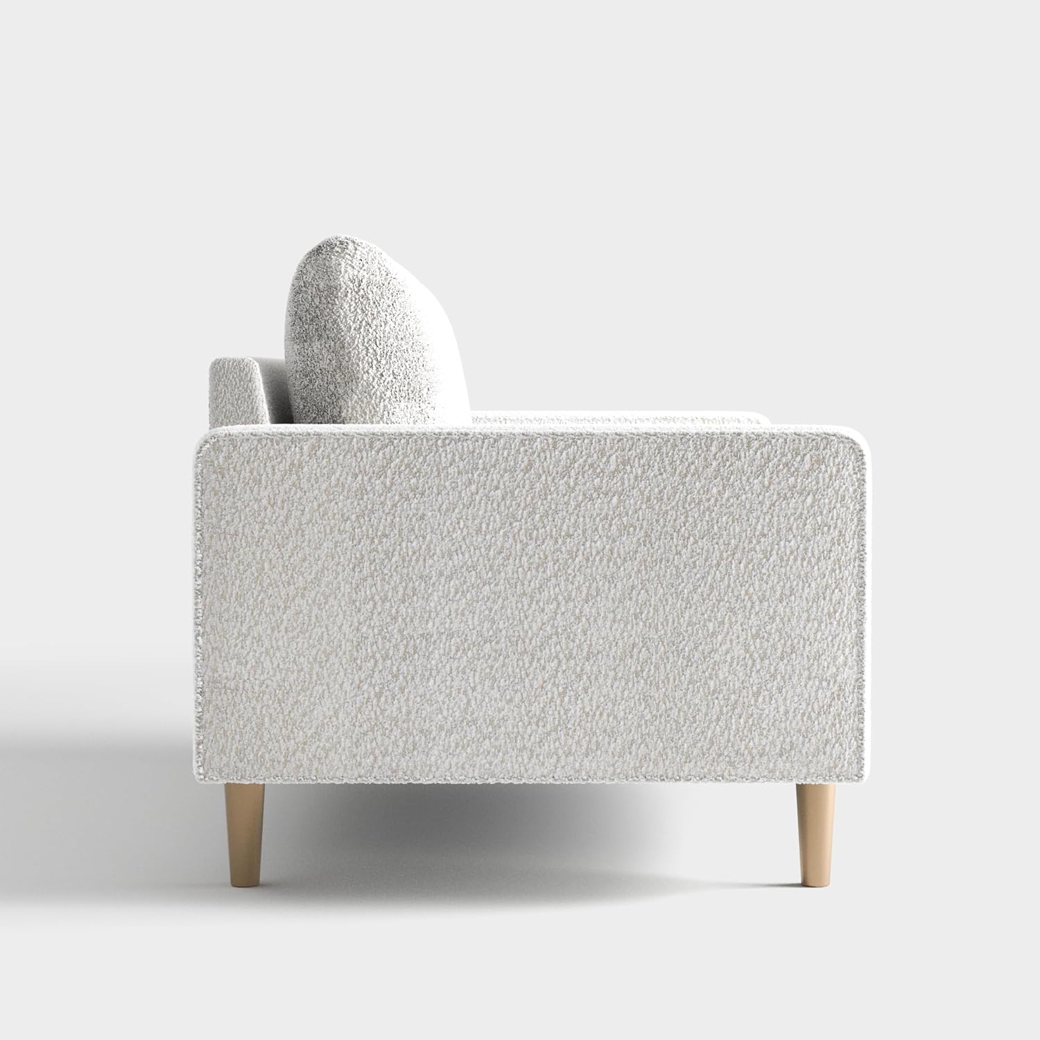 Furniture of America Oriana Contemporary Boucle Loveseat Couch with Back Pillows and Wooden Legs, Comfy Fabric Upholstered Small Sofa for Living Room, Bedroom, Home Office, Off-White