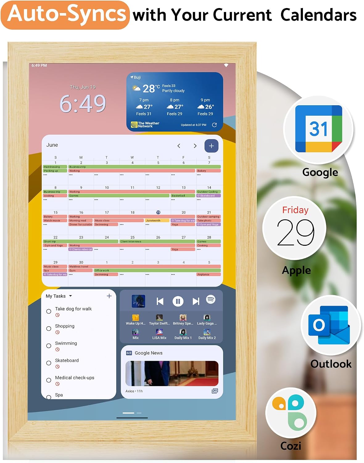 Digital Calendar Wall Touch Screen, 21.5 Inch Display Electronic Smart Calendars Chore Chart Lists for Family, Electric Planner for Daily Schedule for Kids Android Tablet Wall-mounted