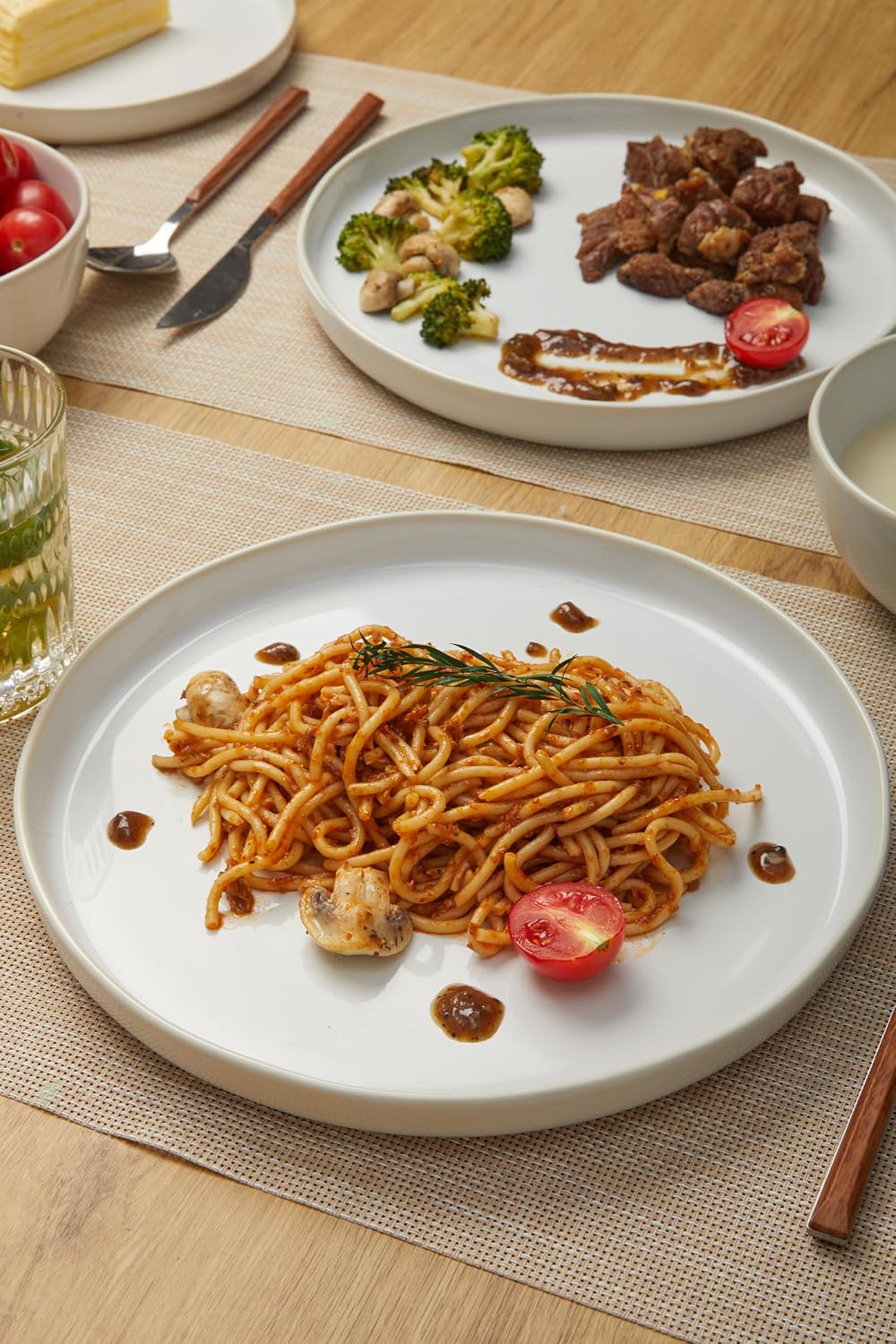FOBENTA 18-Piece Fog White Ceramic Plates and Bowls Set,Minimalist Dinnerware Sets for 6 – Artful Dish Set for Serene Dining & Everyday Aesthetic