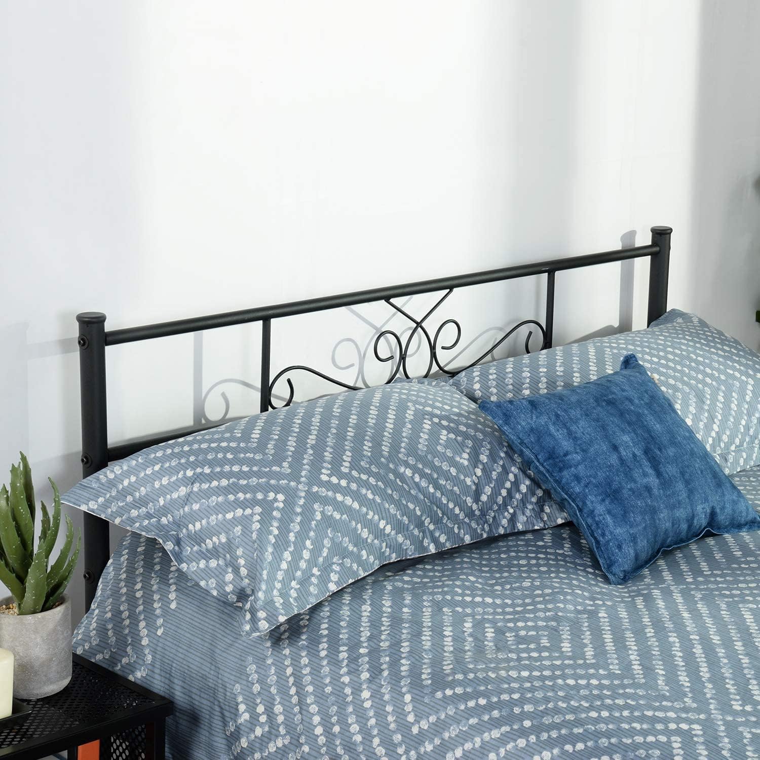 Weehom Bed Frame Queen Size with Headboard Under Storage 12 Inch Steel Slat Mattress Foundation Metal Bed for Boys Girls Adults No Box Spring Needed, Black