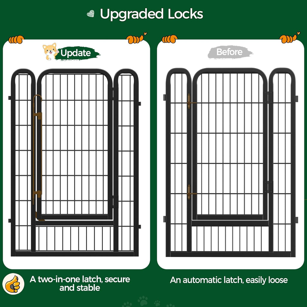 Yaheetech 40in 24-Panel Metal Dog Playpen Fence for Indoor Yard RV Camping | Heavy-duty Rustproof Frame with Secure Latch Door, Tool-free Assembly, Foldable Storage, Ideal for Medium to Large Dog Breeds