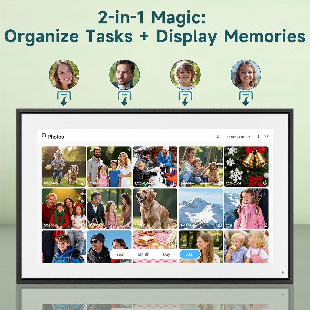 Digital Calendar 21.5 Inch with Chore Rewards – Smart Electronic Family Organizer, Touchscreen Wall Calendar, Meal Planner & Photo Frame, Syncs with Google/iCloud, for Wall or Desk, Black