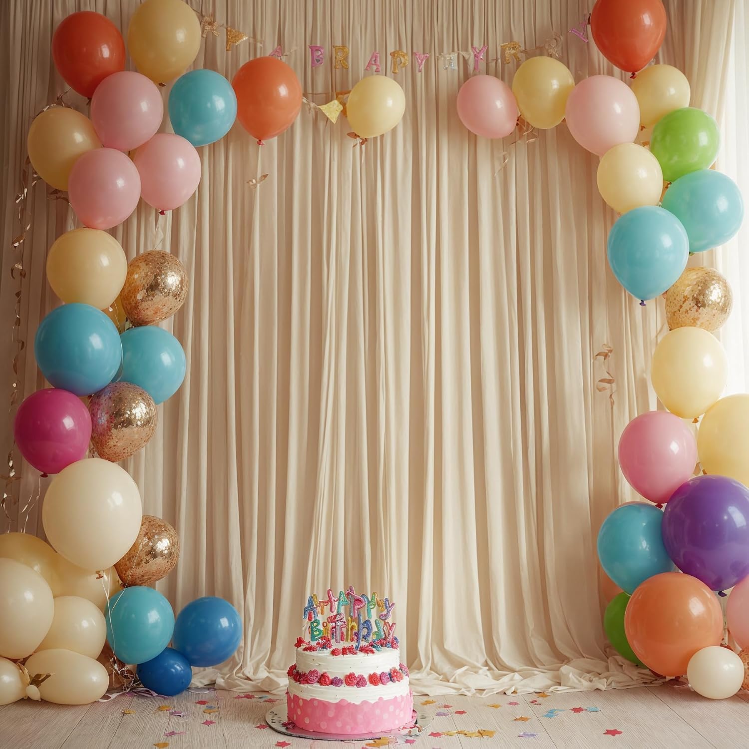 40ftx15ft Champagne Backdrop Curtains for Parties, Wrinkle Free Polyester Photo Backdrop Drapes 8 Panels 15 ft Long Back Drop Cloth for Wedding Birthday Photography Background Party