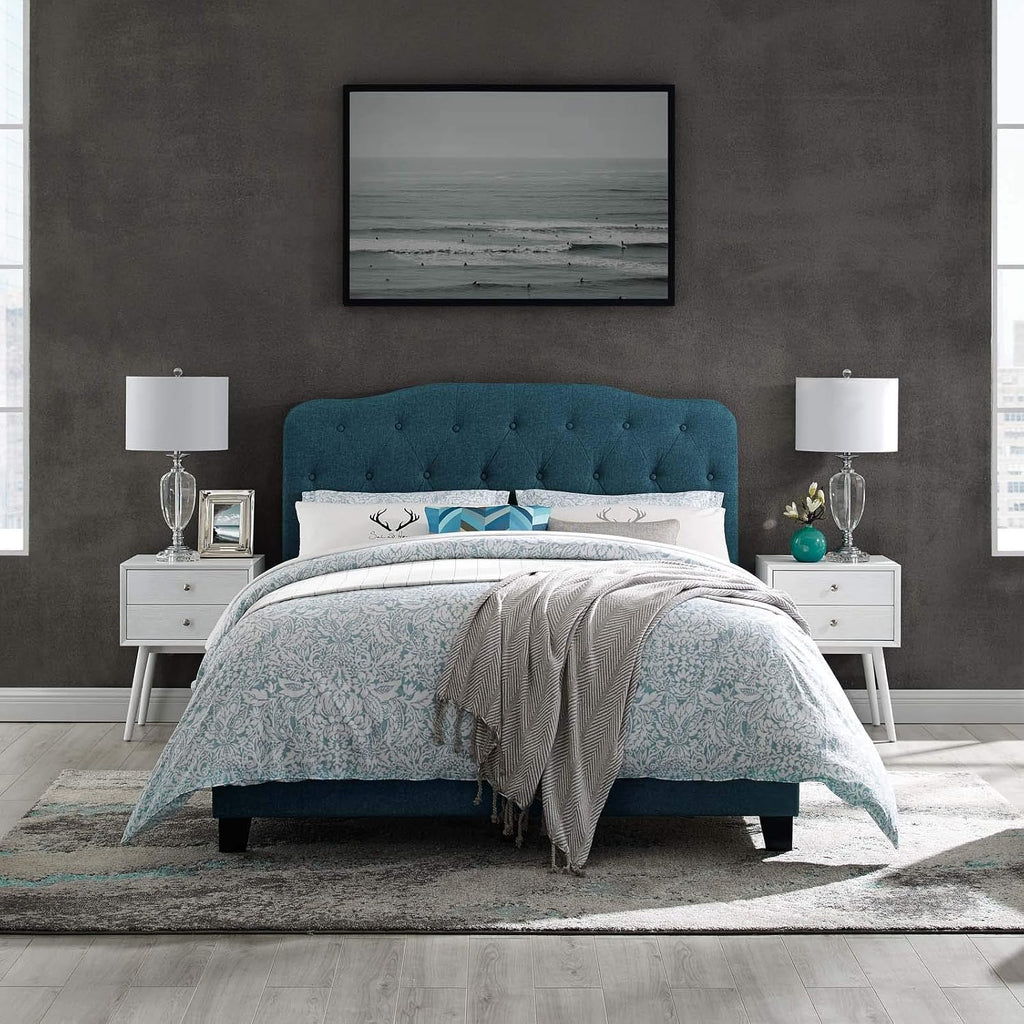 Modway Amelia Tufted Fabric Upholstered Full Platform Bed in Azure