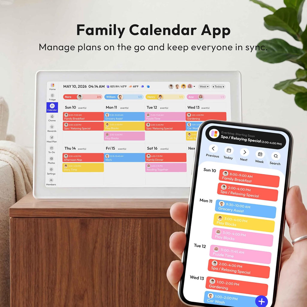 Everblog 21.5'' Digital Calendar & Chore Chart - Smart Interactive Display for Family Schedules, 1920 * 1080P Full HD Touchscreen Electronic WiFi Planner, Wall and Desk Mountable