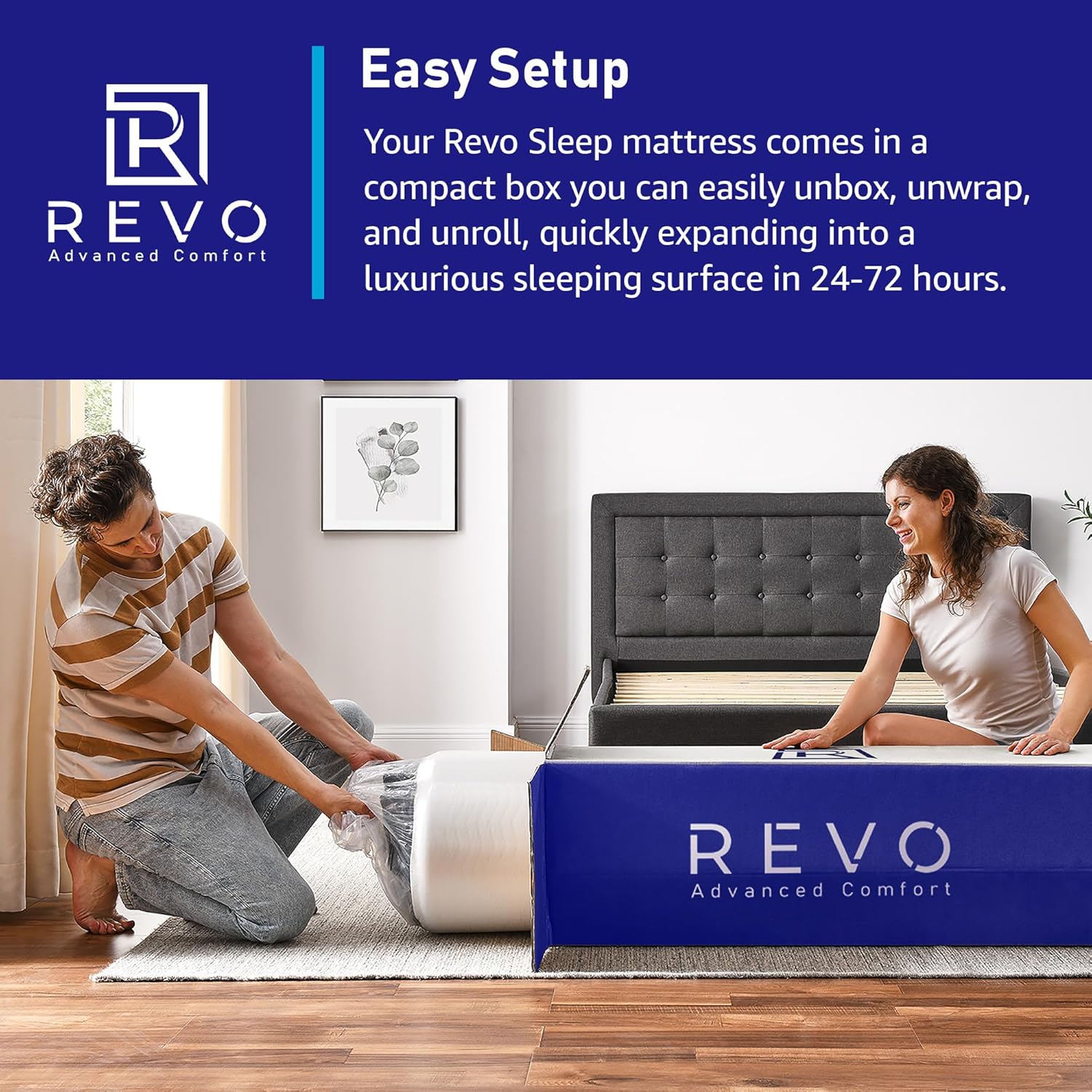 REVO Sleep 10 Inch Gel Memory Foam Mattress, King Size – Cooling Gel Foam with Balanced Support, Modern Comfort Designed for Today's Bedrooms