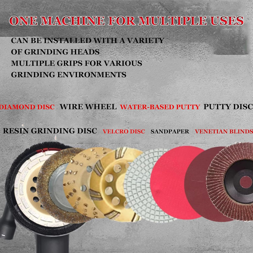 7-Inch Concrete Surface Grinder, 2200W Powerful Concrete Sanding Machine Concretes Sander, 90° Seamless sanding for Floors, Angle Grinder Kit with Dust Shroud, for Concrete Cement Granite Marble