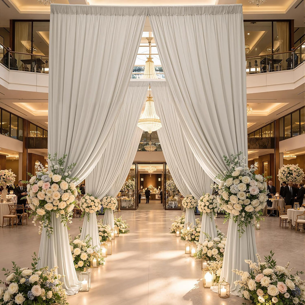 50ftx15ft Beige Backdrop Curtains for Parties, Wrinkle Free Polyester Beige Photo Backdrop Drapes 10 Panels 15 ft Long Back Drop Cloth for Wedding Birthday Photography Background Party