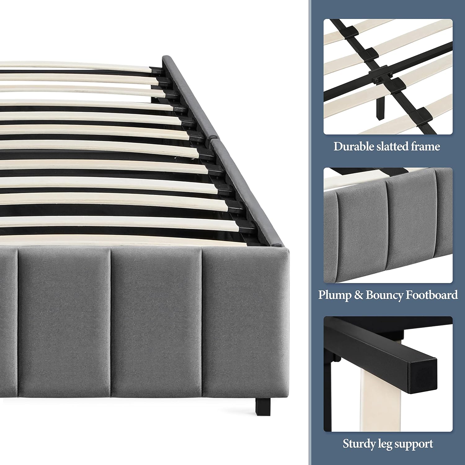Yaheetech Full Upholstered Platform Bed with Underbed 4 Storage Drawers, No Fixed Headboard, Mattress Foundation with Wood Slat Support, Large Storage Space, No Box Spring Needed, Dark Grey Full