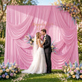 50ftx12ft Pink Backdrop Curtains for Parties, Wrinkle Free Polyester Pink Photo Backdrop Drapes 10 Panels 12 ft Long Back Drop Cloth for Wedding Birthday Photography Background Party