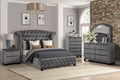 Full 5-Piece Upholstery Bedroom Set Constructed from Wood in Elegant Gray