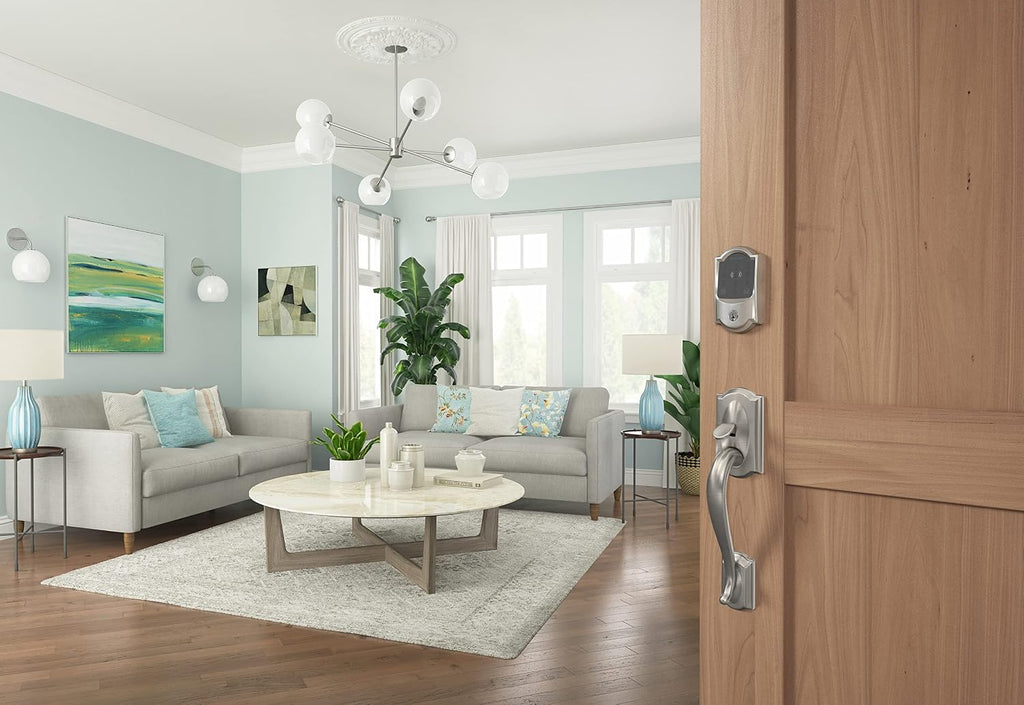 Schlage Encode Plus Smart WiFi Deadbolt Lock, Tap to Unlock, Satin Nickel | Keyless entry door lock with touchscreen, Apple watch unlock, Apple Home, Alexa & Airbnb compatible, Certified security