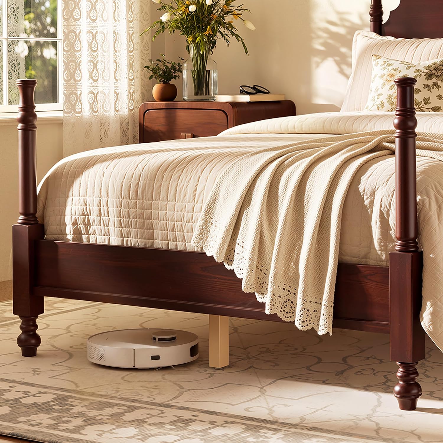 Merax Vintage Wood Spindle Post Bed with Headboard, Full Size Traditional Platform Bed Frame/No Box Spring Needed/Easy Assemble, Dark Walnut