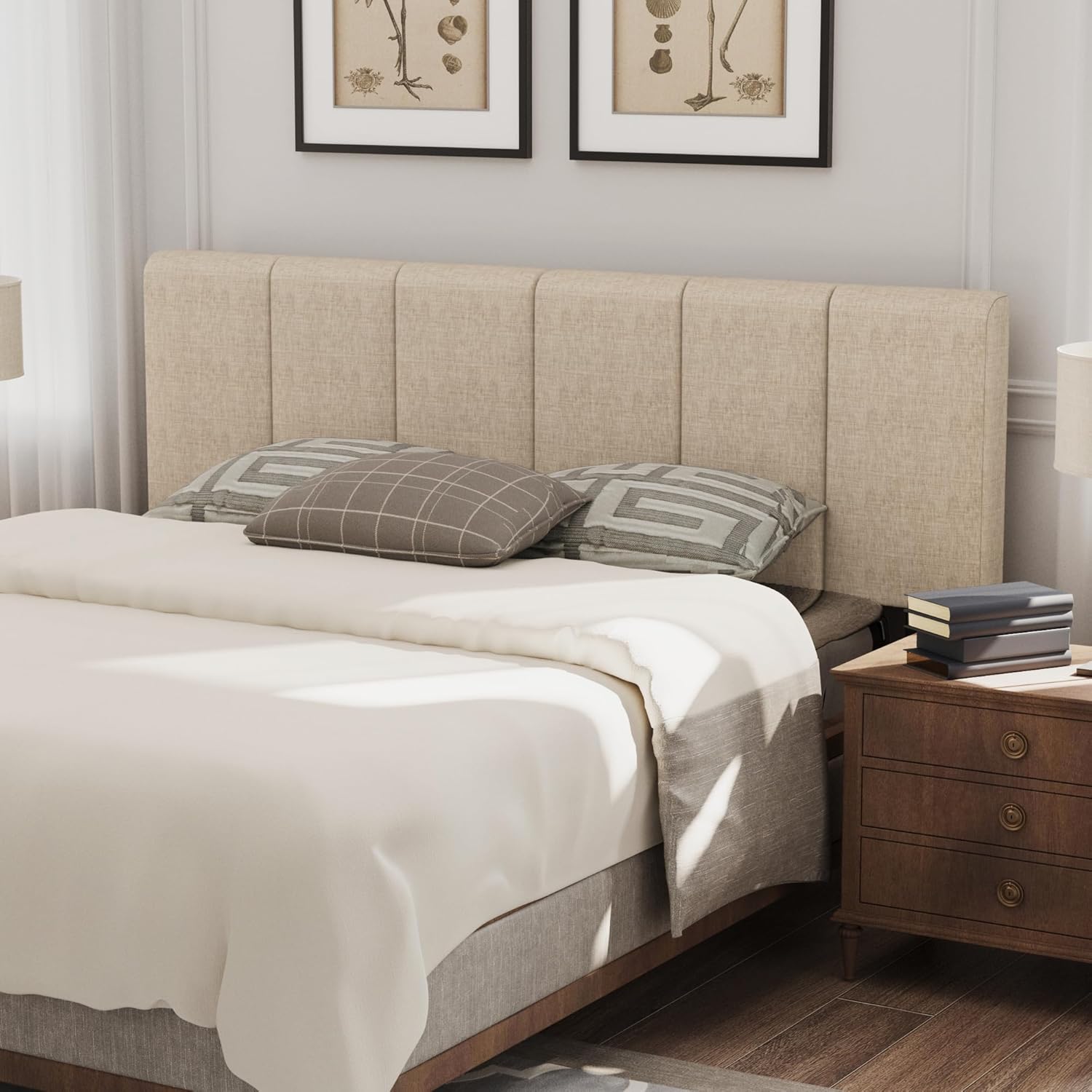 HAOBO Home Upholstered Headboard Foldable King Size Headboards Eastern King/California King Linen Panel with Height Adjustments
