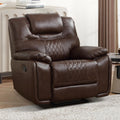 EBELLO Genuine Leather Recliner Chair, Manual Overstuffed Reclining Sofa for Adults with Comfortable Armrest and Backrest, Single Couch for Living Room, Dark Brown