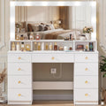 Vanity Desk with Mirror and Lights, Makeup Vanity Table with Power Outlet, 9 Drawers & Storage Shelf, Bedroom Dressing Table Vanity Set for Girls, Women, White (39.3' Large Mirror)