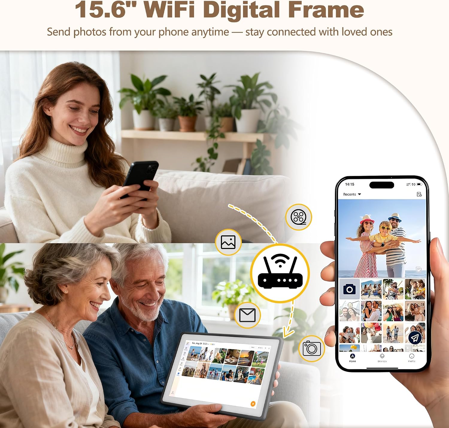 15.6' Digital Wall Calendar–2026 Smart Digital Calendar Planner w/Touchscreen Chore Chart, Meal Planner & Calendar Sync – Ideal Thanksgiving, Christmas & New Year Gifts for Moms, Parents & Families