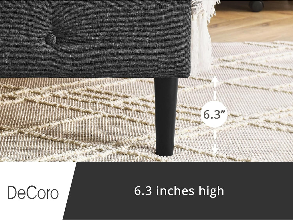 Decoro Cambridge Upholstered Wooden Platform Bed Frame, Queen Size, Dark Grey
