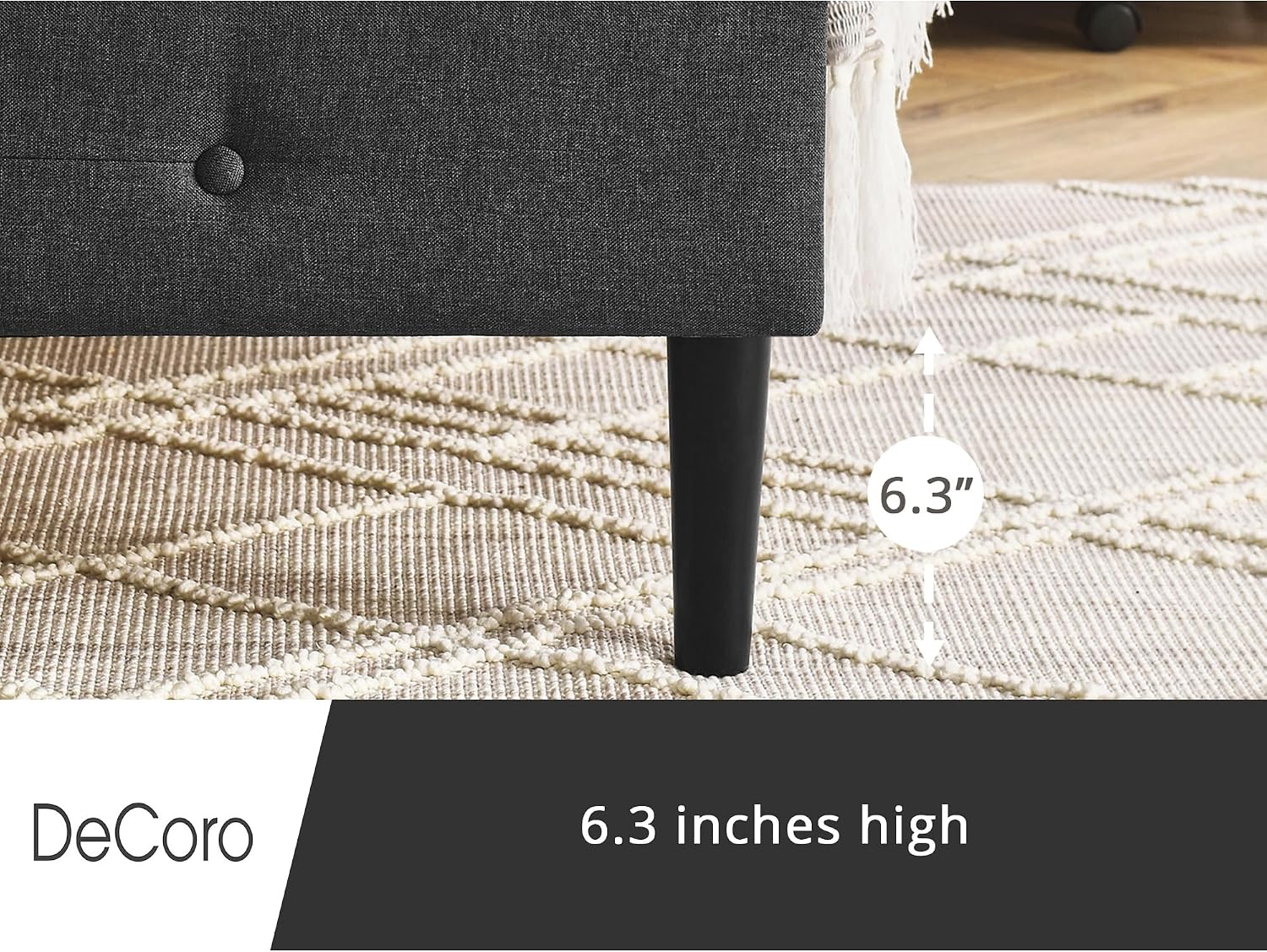 Decoro Cambridge Upholstered Wooden Platform Bed Frame, Queen Size, Dark Grey