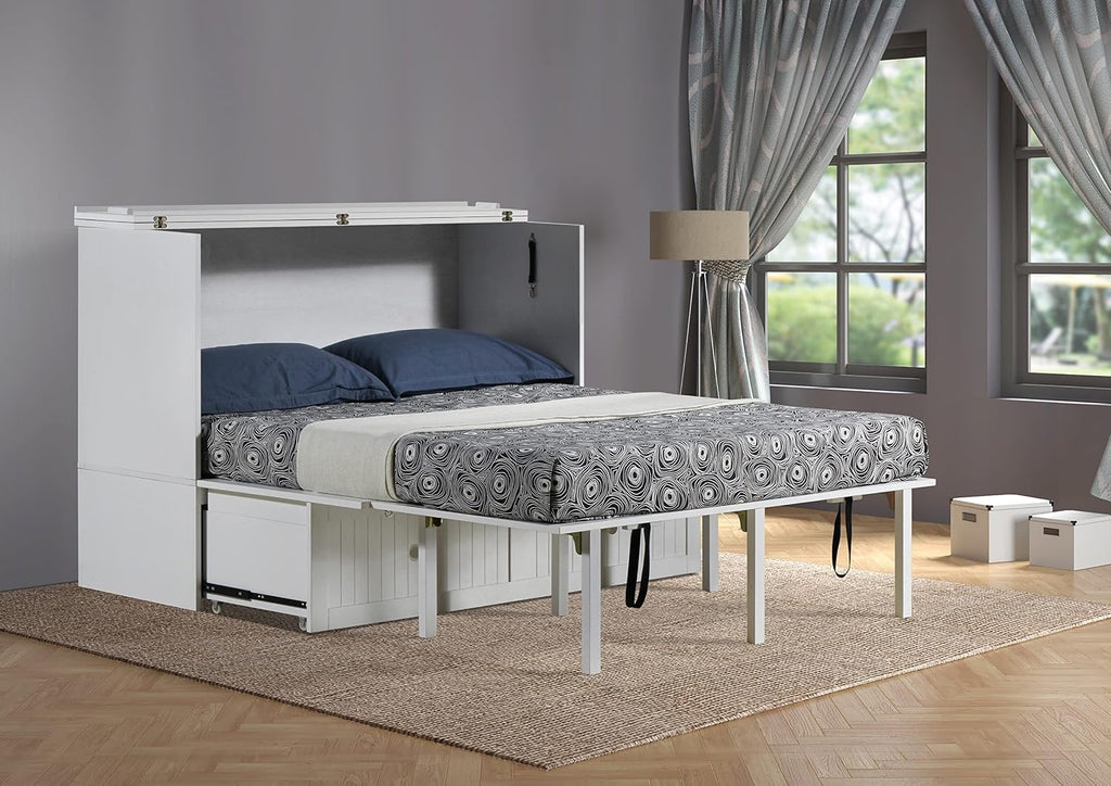 Mega Solutions Murphybedz Tuscany Murphy Cabinet Chest Bed with Charging Station 6 Inch (White, Queen)