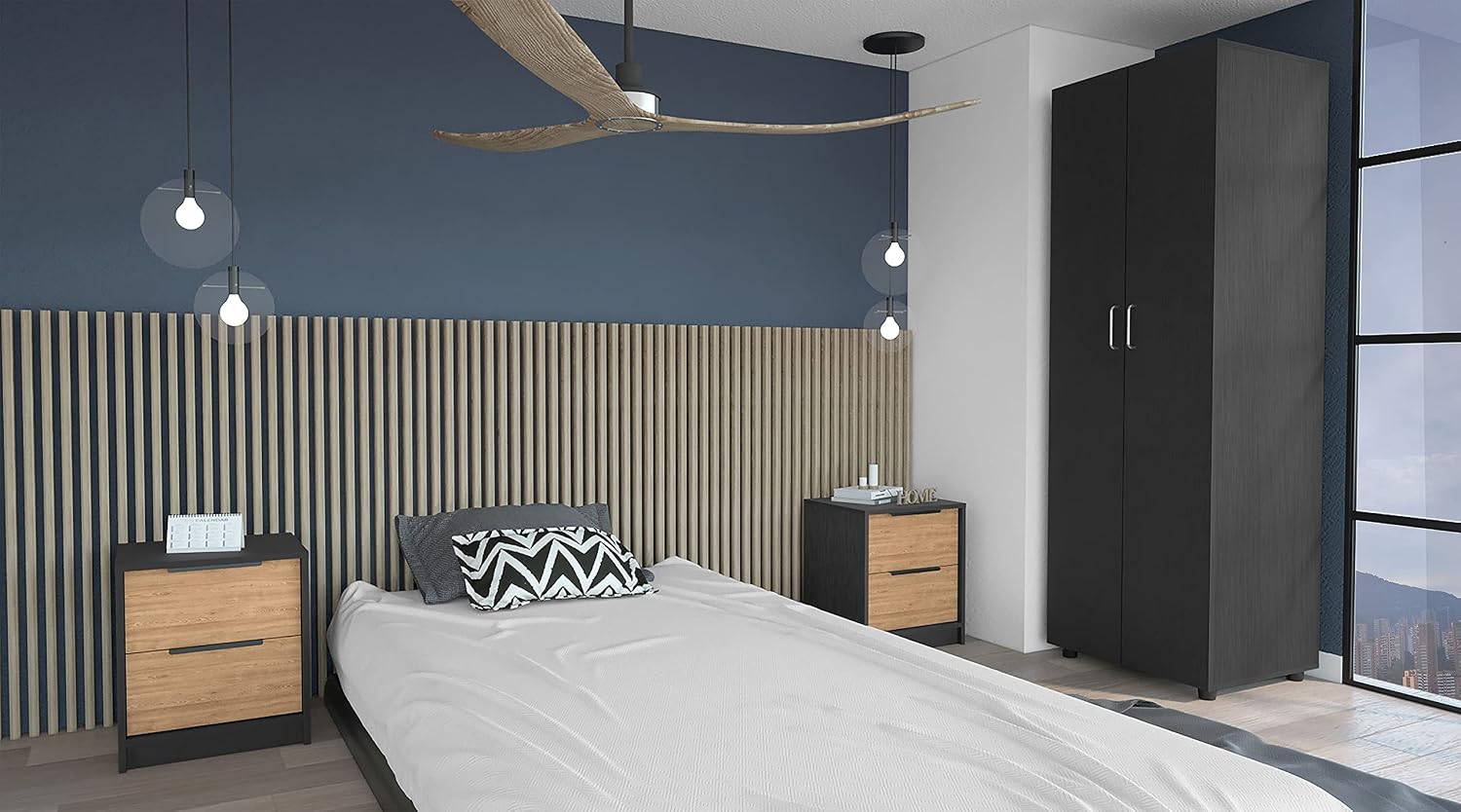 3 Piece Bedroom Set with Wood Headboard: Modern Bedroom Furniture for Small Spaces - Easy Assembly Interlocking Mechanism & Pre-Drilled Holes for Urban Apartments & First Home Owners