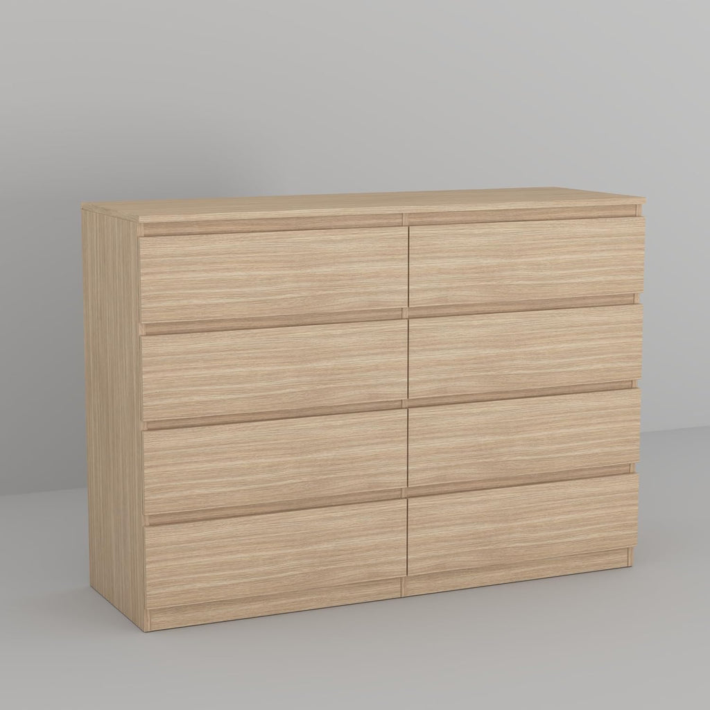 8 Drawer Dresser for Bedroom,Modern Deep Drawer Dresser with No-Handle Design,Storage Wood Chest of Drawer,Storage Organizer Furniture for Closet,Hallway