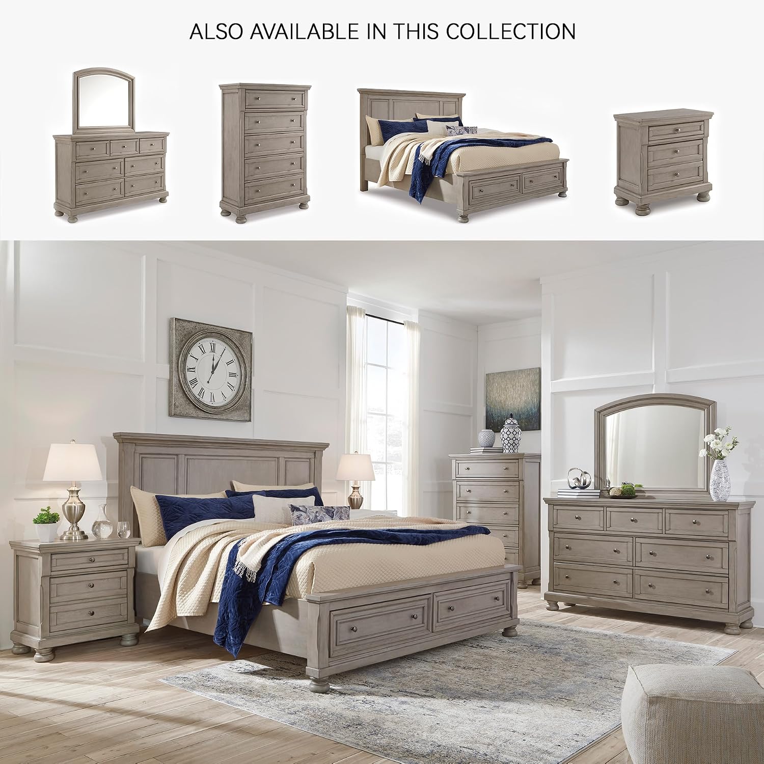 Signature Design by Ashley Lettner Modern Traditional 7 Drawer Dresser, Light Gray