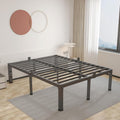 ROIL 20 Inch Queen Bed Frame with Rounded Corner and Headboard Hole Mattress Retainers 3500LBS Metal Heavy Duty Steel Slats No Box Spring Needed Platform Noise-Free Easy Assembly