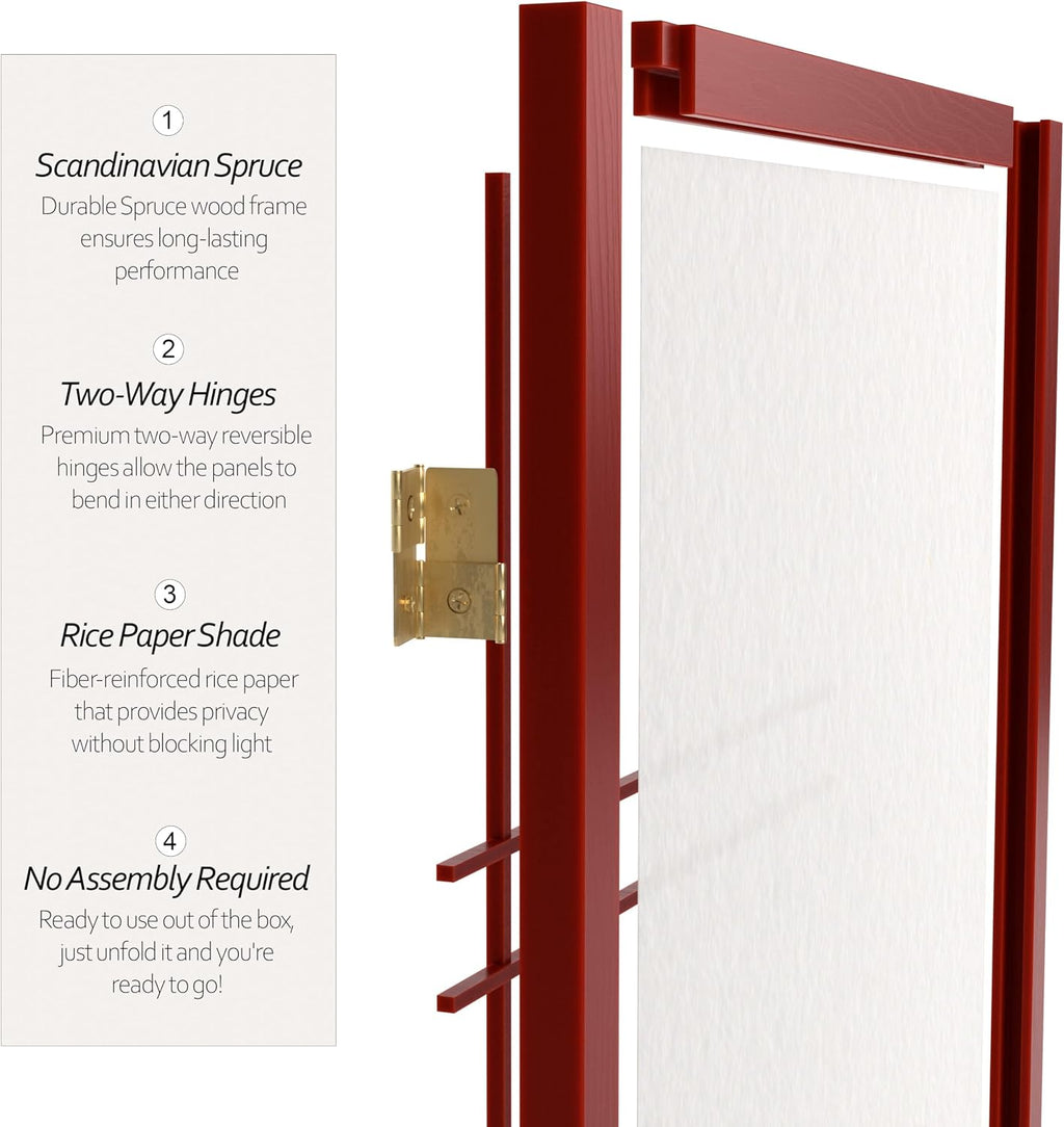 Red Lantern 7 ft. Tall Double Cross Shoji Screen - Rosewood - 6 Panels